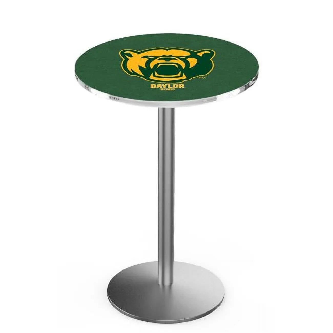 L214 Baylor University 42in. Tall - 30in. Top Pub Table with Sizetainless Finish
