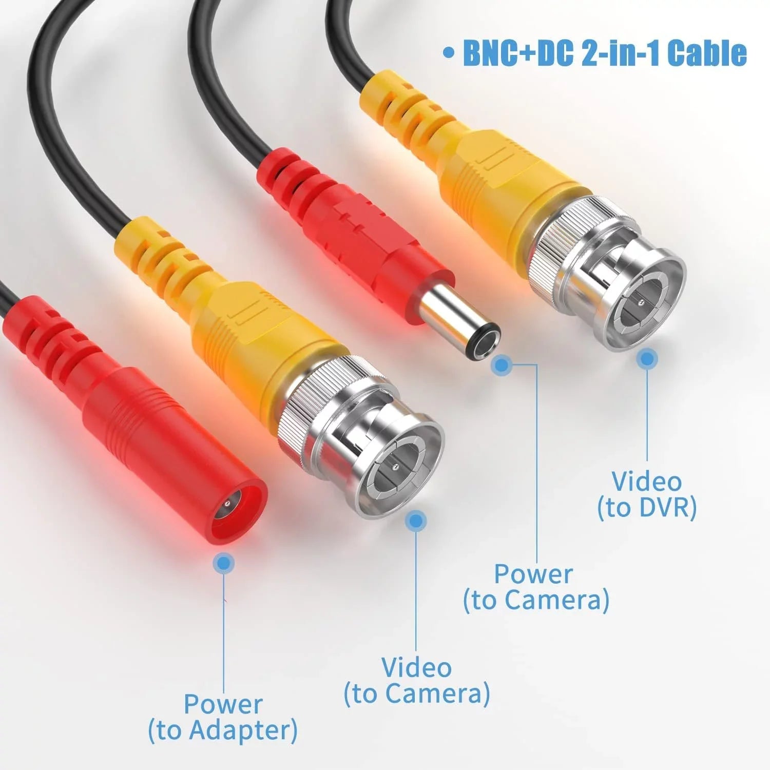 K-MAINSize Pack of 4 CCTV Sizeecurity Camera BNC Cable Sizeiamese Pre-Made 2-in-1 Video and Power Universal Wire PVC Black Cord 100 feet