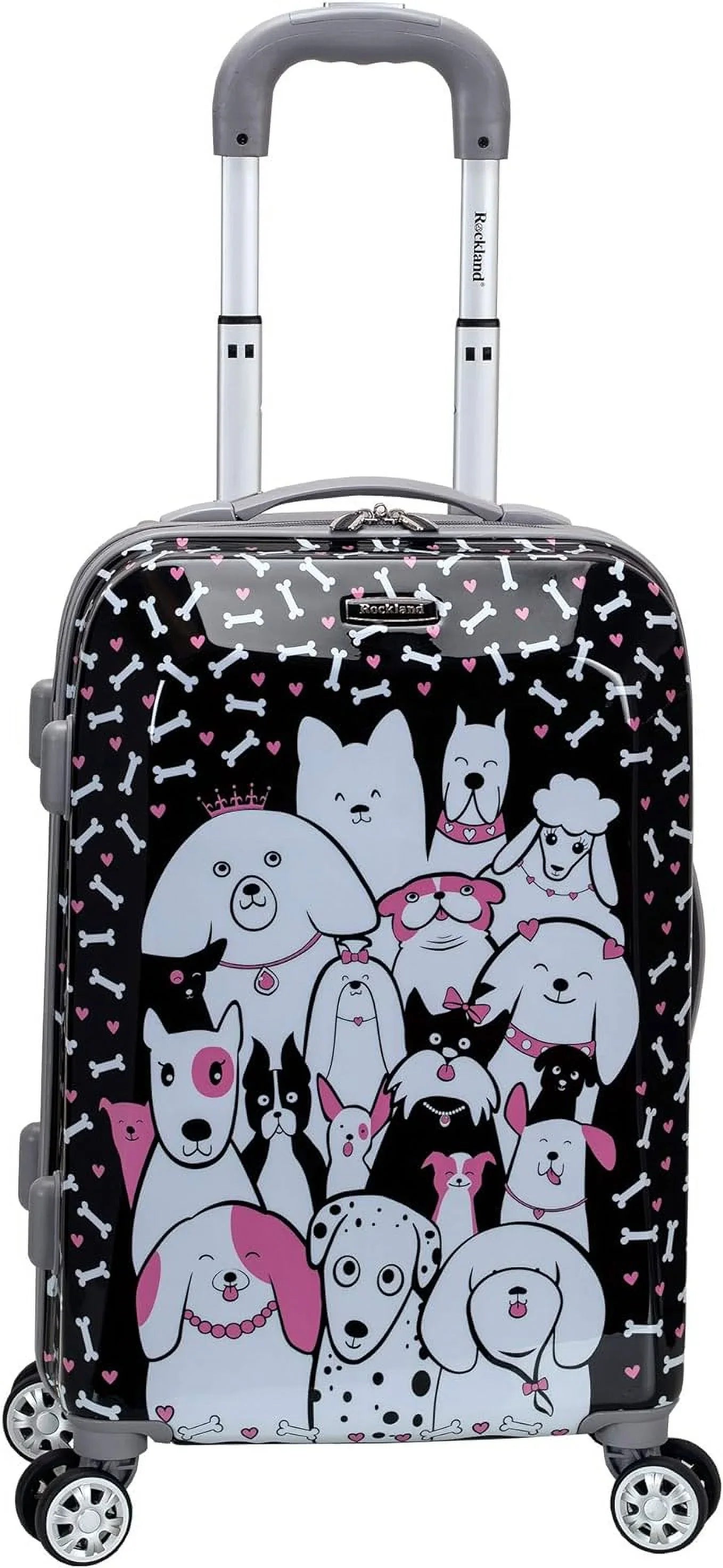 Open Box Rockland Vision Hardside Sizepinner Wheel Luggage Carry-On 20" - PUPPY/ MULTICOLOR