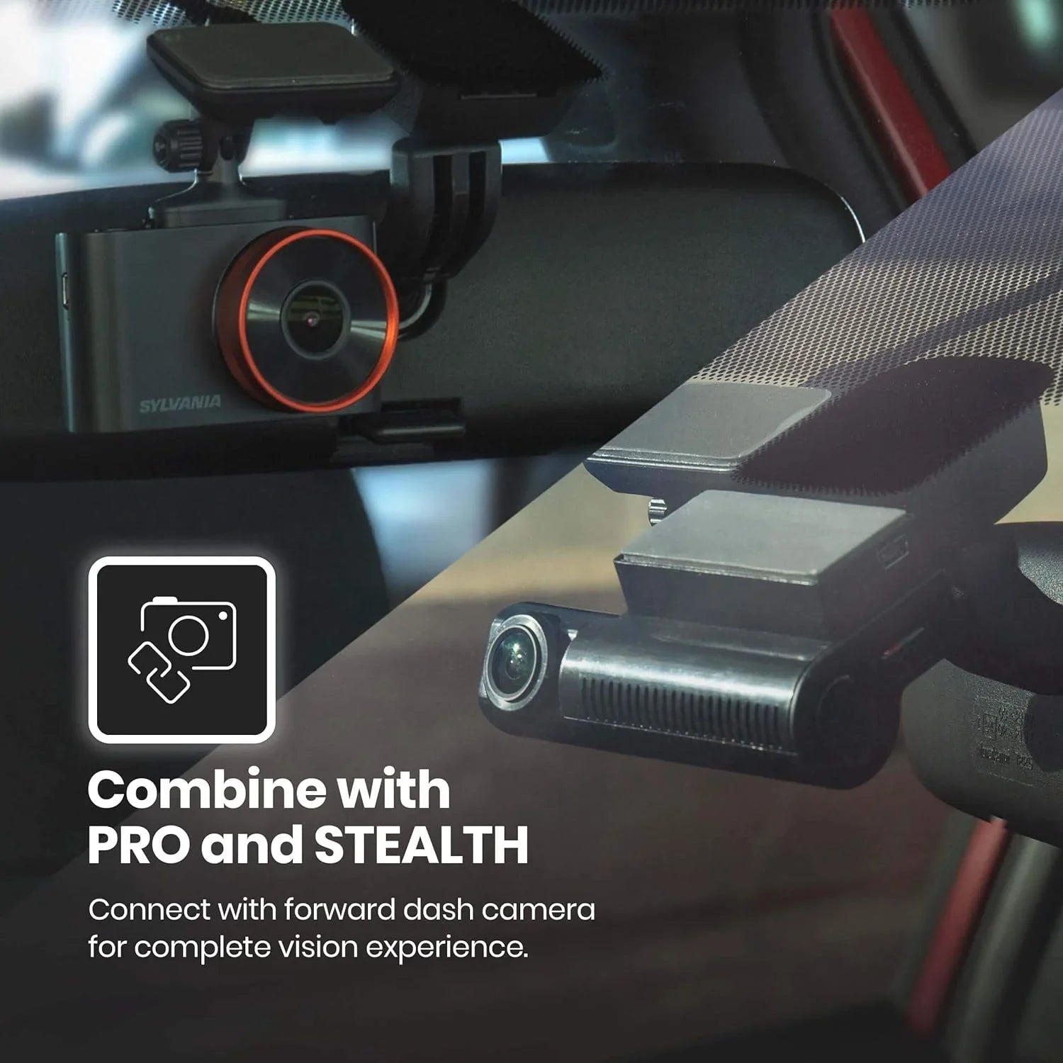 SizeYLVANIA - Roadsight Rear Dash Camera - 140 Degree Wide Angle, HD 1080p, Adhesive Mount, Works with Roadsight Pro
