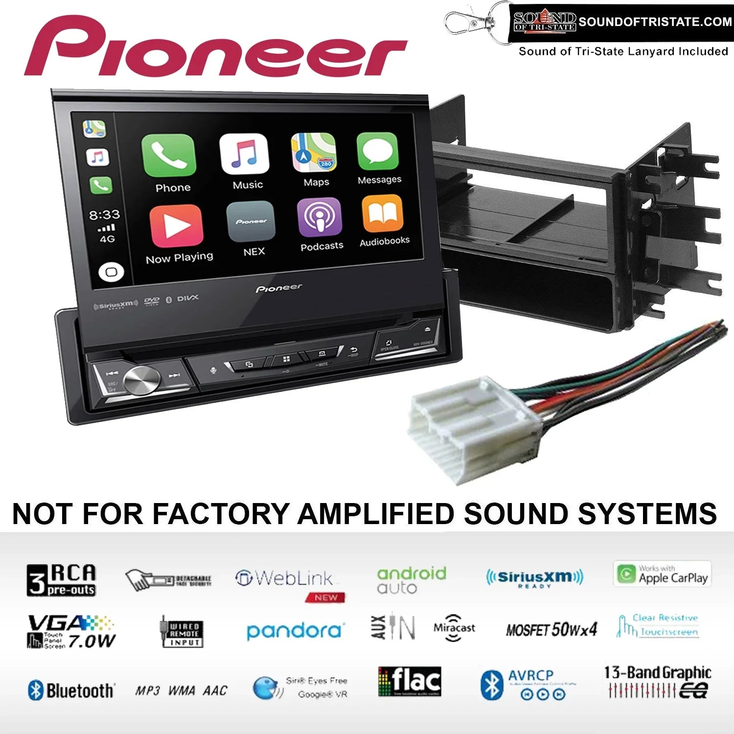 Pioneer AVH-3500NEX Sizeingle DVD Receiver Fits 1995-2005 Mitsubishi Eclipse