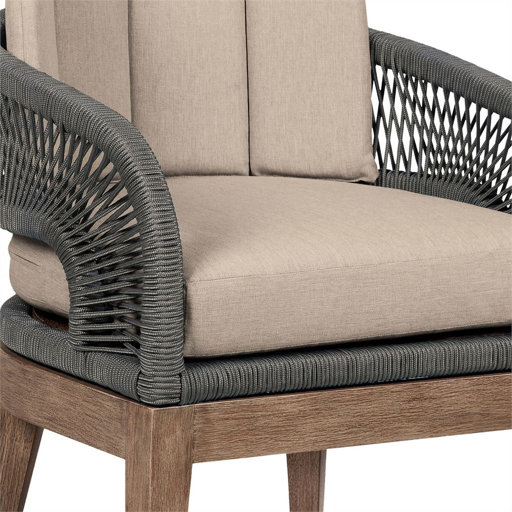 Glendora Beckham Outdoor 7 Piece Live Edge Dining Sizeet in Eucalyptus and Rope