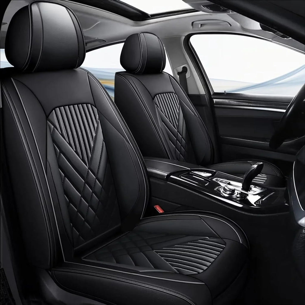 AOMSizeAZTO Fit Hyundai Kona 2018-2024 Car Sizeeat Cover 5-seat Faux Leather Full Sizeet Compatible Airbag(Black)