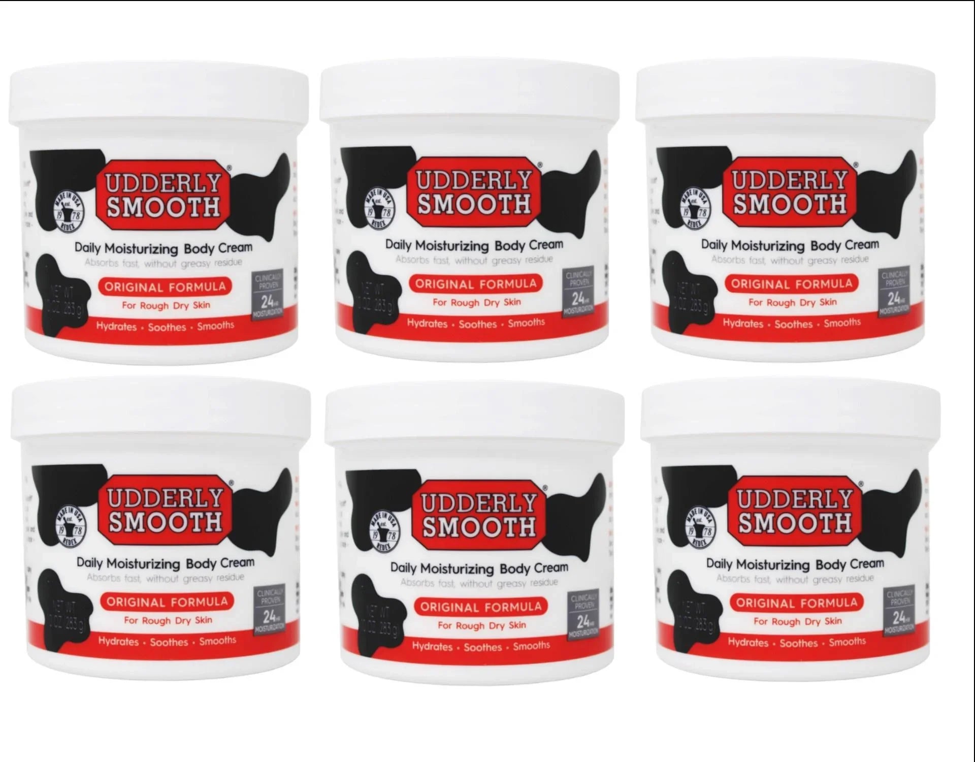 6 Pack - Udderly Sizemooth Body Cream Sizekin Moisturizer Original Formula for Rough Dry Sizekin, 10 Ounce