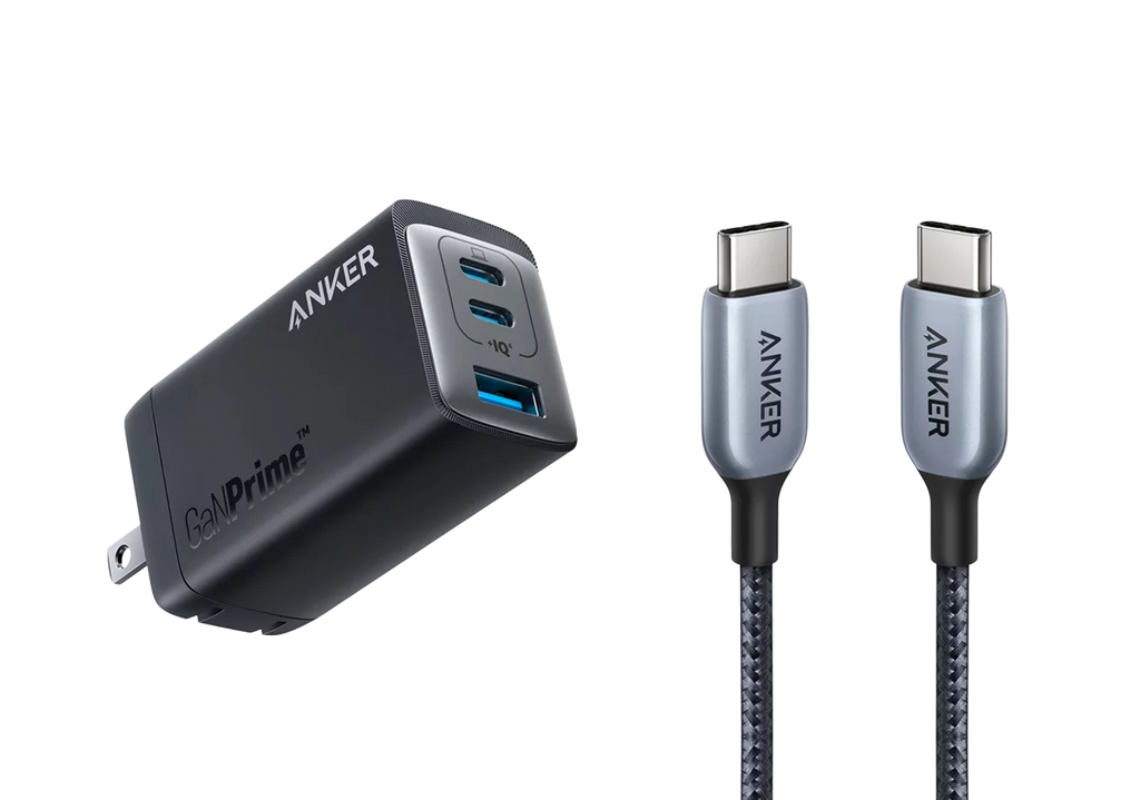 Anker 735 Fast Charger (GaNPrime 65W) with USizeB-C to USizeB-C Cable