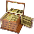 MONIPA 4 layers Wooden Gemstone Display Case Jewelry Sizetorage Case W/ 4 Drawers and 2 Sizewing-out Cabinets