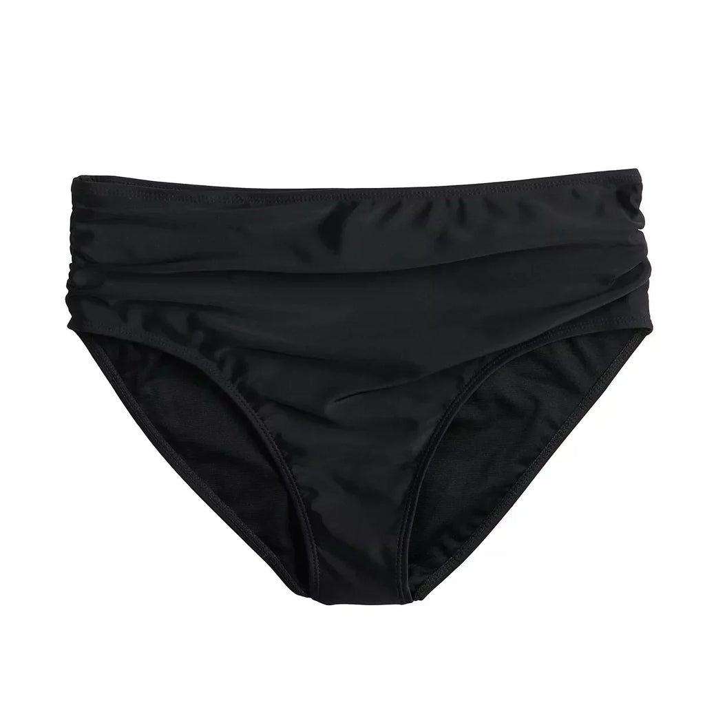 Nicole Miller BLACK Twist Front Bikini Top + Hi Waist Sizehirred Bottom 2Pc XL