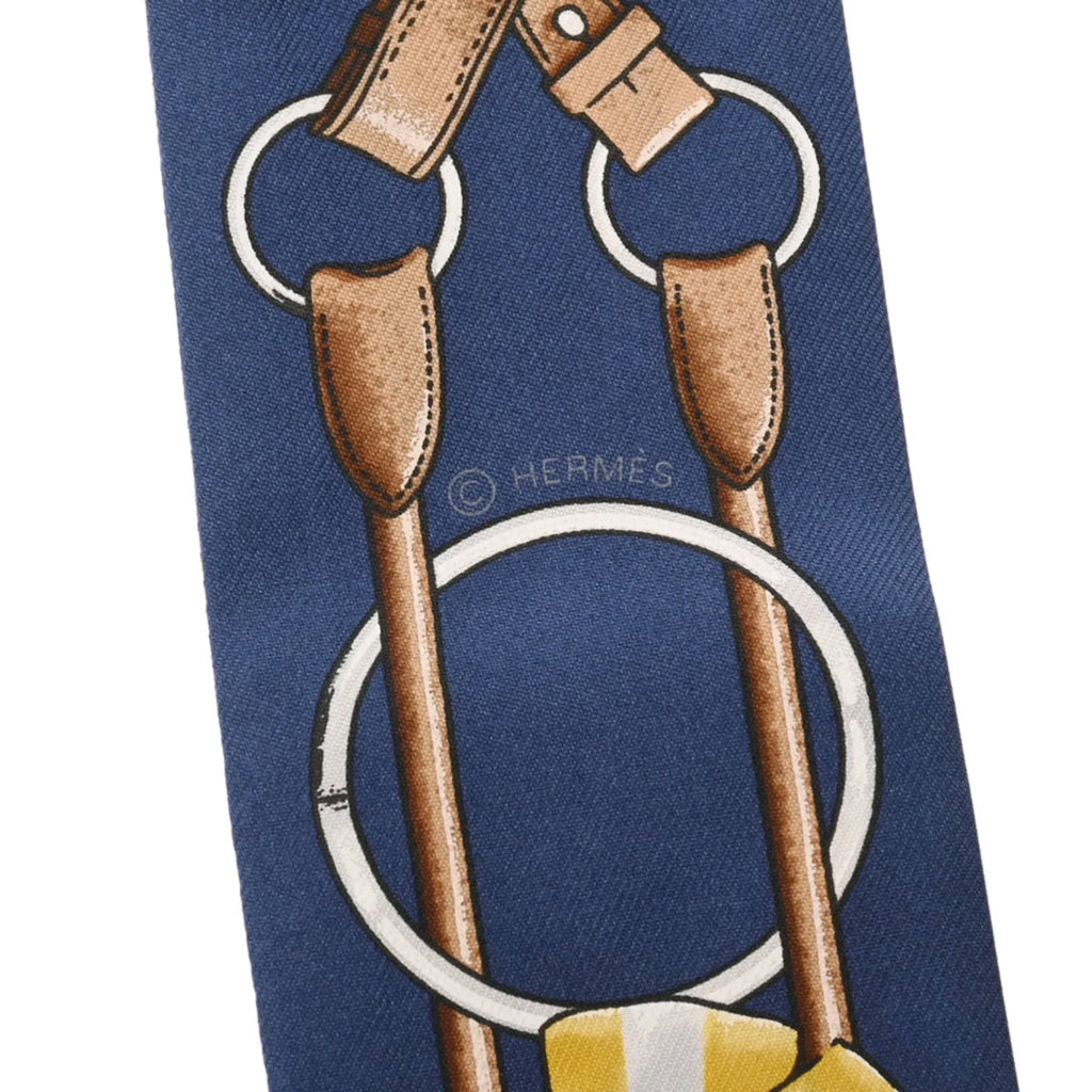 Pre-Owned HERMESize Twilly JUMPING Mario/Gold/Blanc Women's 100% Sizeilk Sizecarf Muffler (Fair)