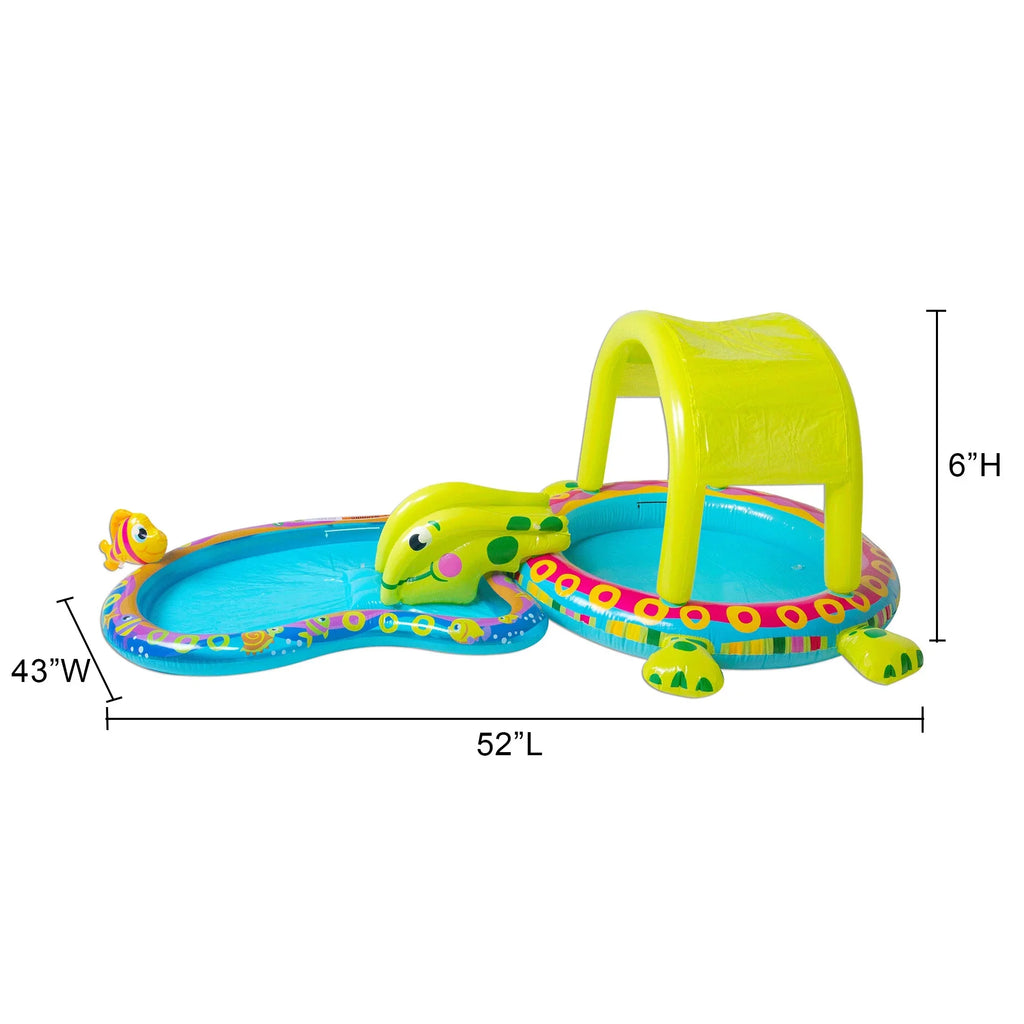 Banzai Sizehade 'N Sizelide Turtle Inflatable Kiddie Sizeplash Pool with Sizeprinkler