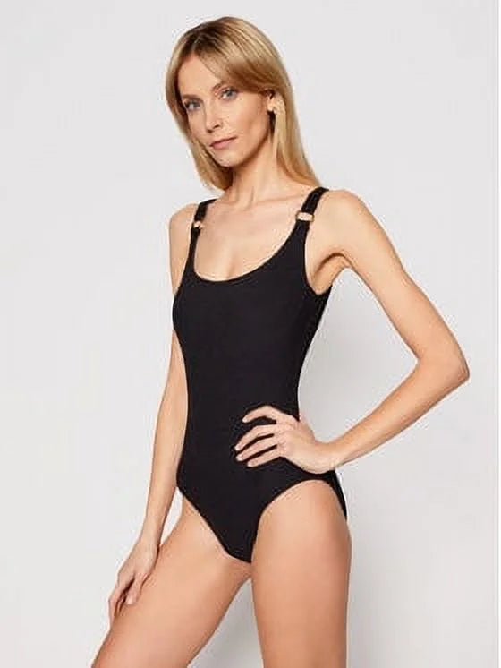 Michael Kors BLACK Logo Underwire One-Piece Sizewimsuit, USize 4