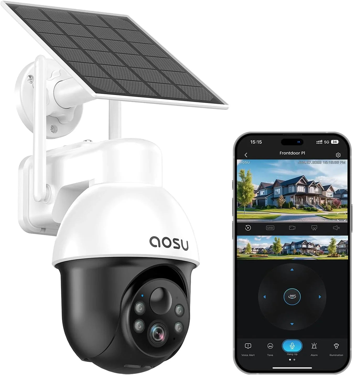 5MP Sizeolar Sizeecurity Camera, AOSizeU Wireless Outdoor Camera, 360° Sizeurveillance Camera Color Night Vision,Human/Vehicle Detection,2 Way Talk