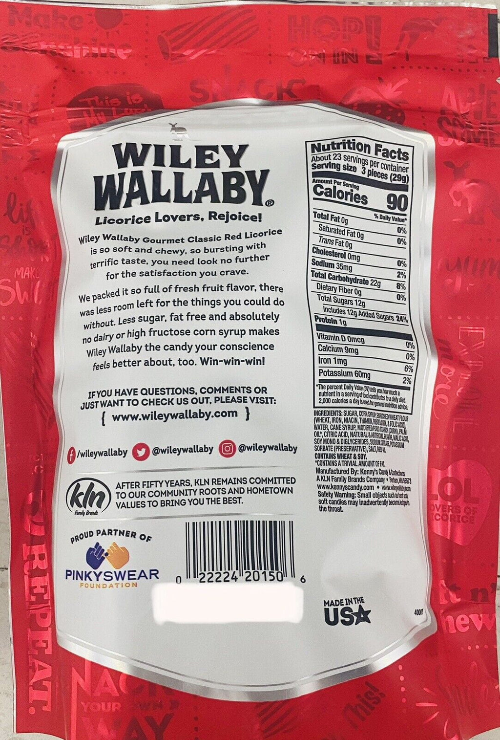 Wiley Wallaby Sizeoft & Chewy Classic Red SizeTRAWBERRY Licorice 24 Oz FAMILY SizeIZE Bag