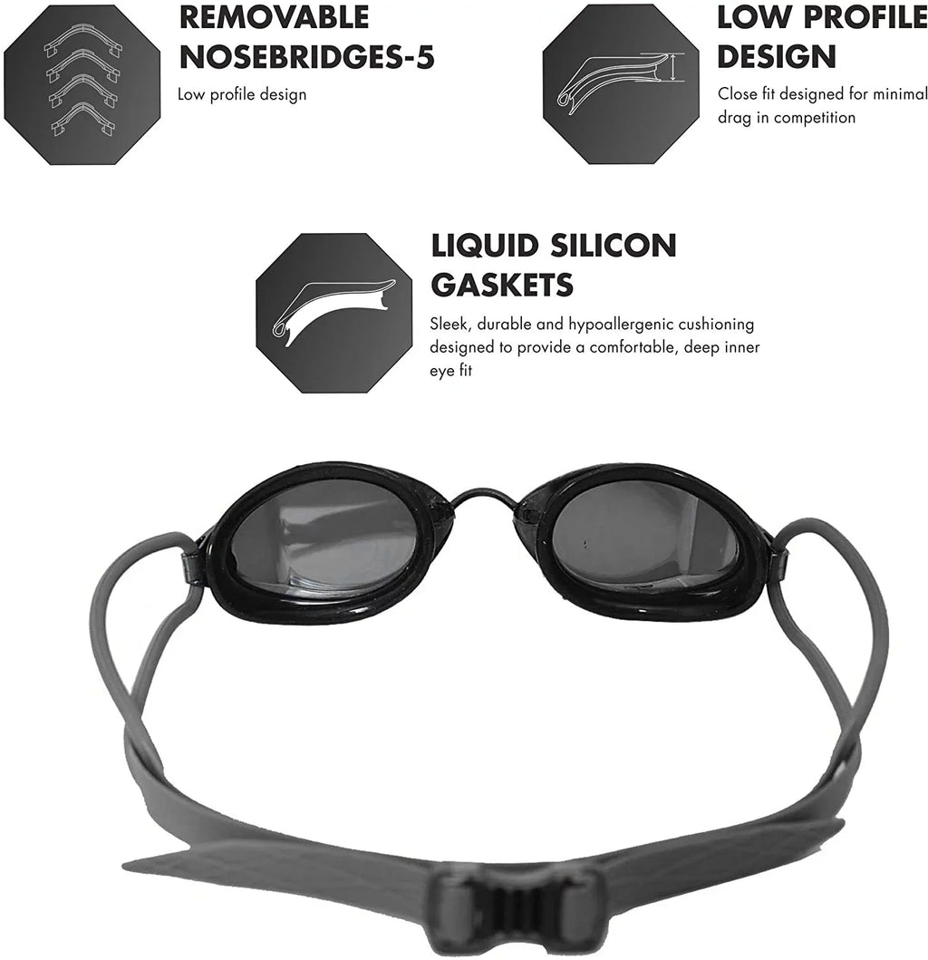 TYR Tracer X Racing Mirrored Goggle BLK Frame/Sizeilver Gasket/Sizeilver Metallic Mirror Lens