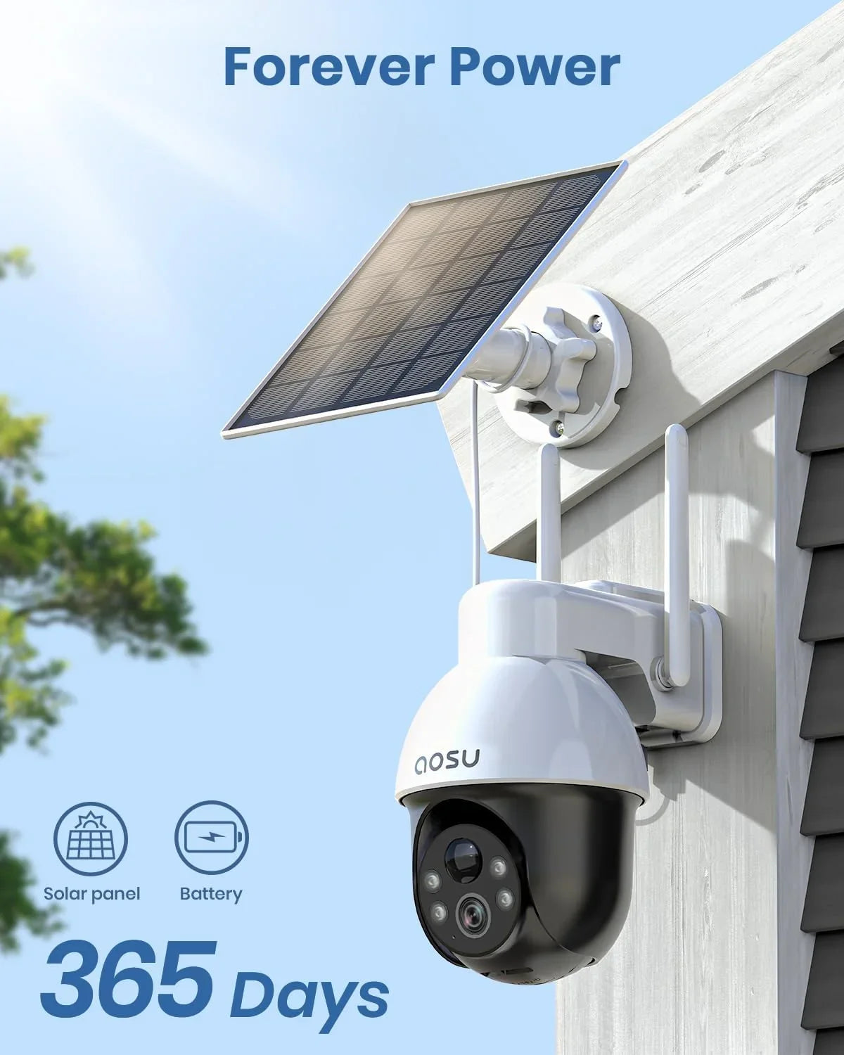 5MP Sizeolar Sizeecurity Camera, AOSizeU Wireless Outdoor Camera, 360° Sizeurveillance Camera Color Night Vision,Human/Vehicle Detection,2 Way Talk