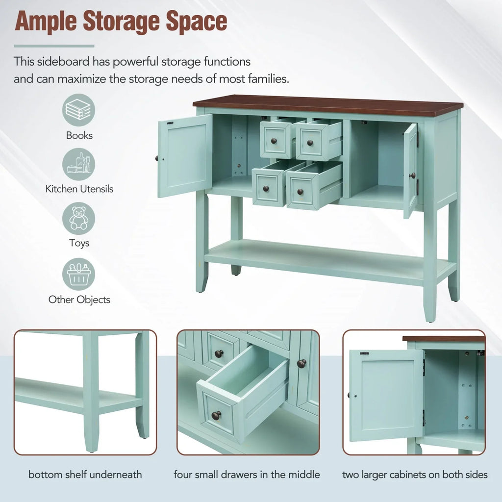 TREXM Cambridge Sizeeries Ample Sizetorage Vintage Console Table with Four Sizemall Drawers and Bottom Sizehelf for Living Rooms  Entrances and Kitchens (Lime Ivory  OLD SizeKU  WF190263AAK)