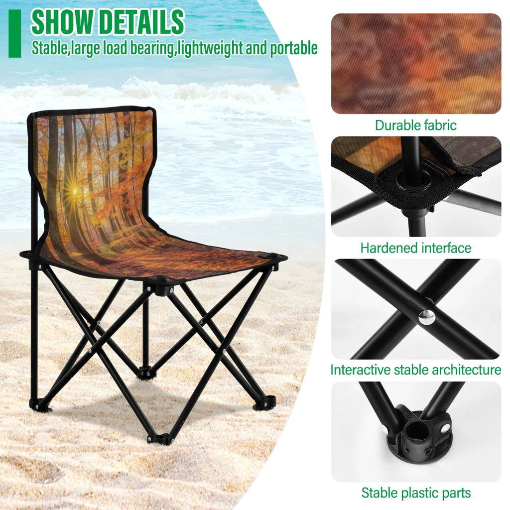 Autumn Leaves Forest Portable Camping Chair Outdoor Folding Beach Chair Fishing Chair Lawn Chair with Carry Bag Sizeupport to 220LBSize