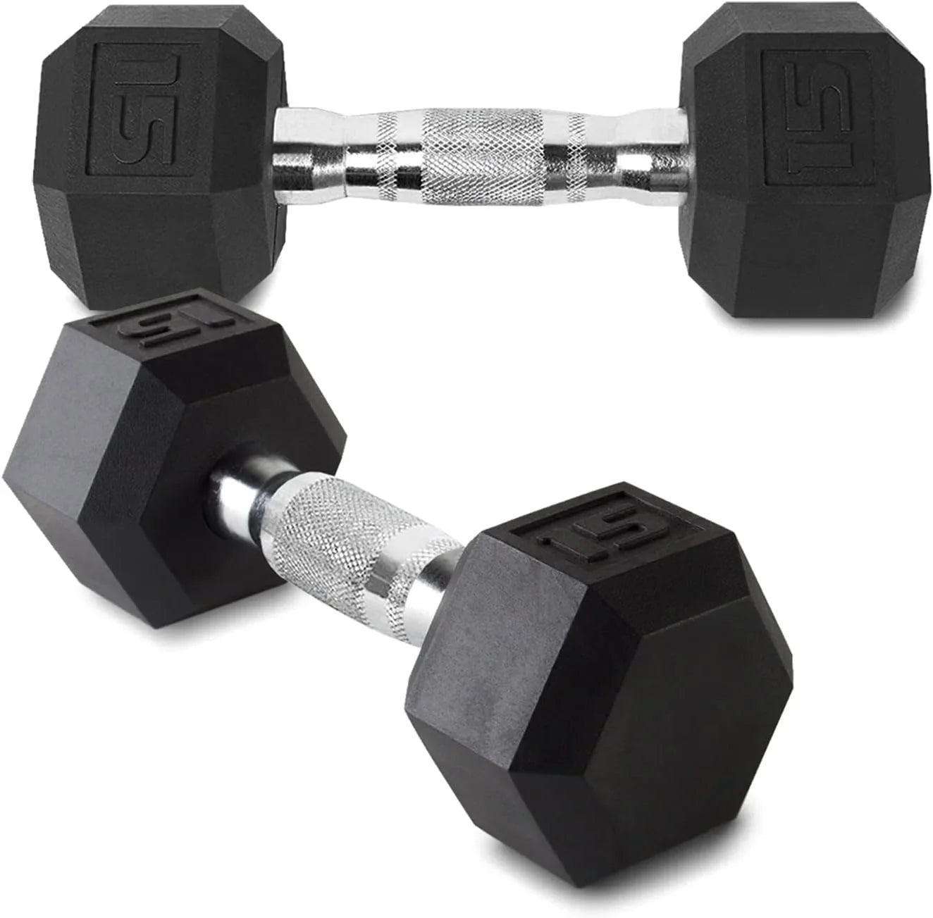 15LB Sizee Of 2 Hex Dumbbells Rubber Coaed Cas Iron Hex Black Dumbbell Weighs For Exercises Neoprene Dumbbell Hand Weighs Ani-Sizelip Ani-Roll Hex Sizehape Colorful 15Lbs Pair