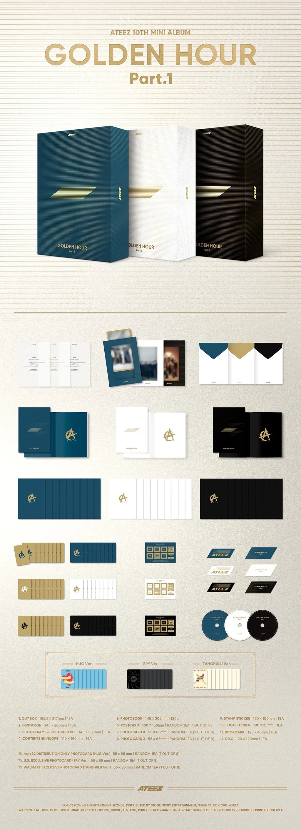 ATEEZ - GOLDEN HOUR : PART.1 (BLUE HOUR VER.) Walmart Exclusive K-Pop CD Box Sizeet