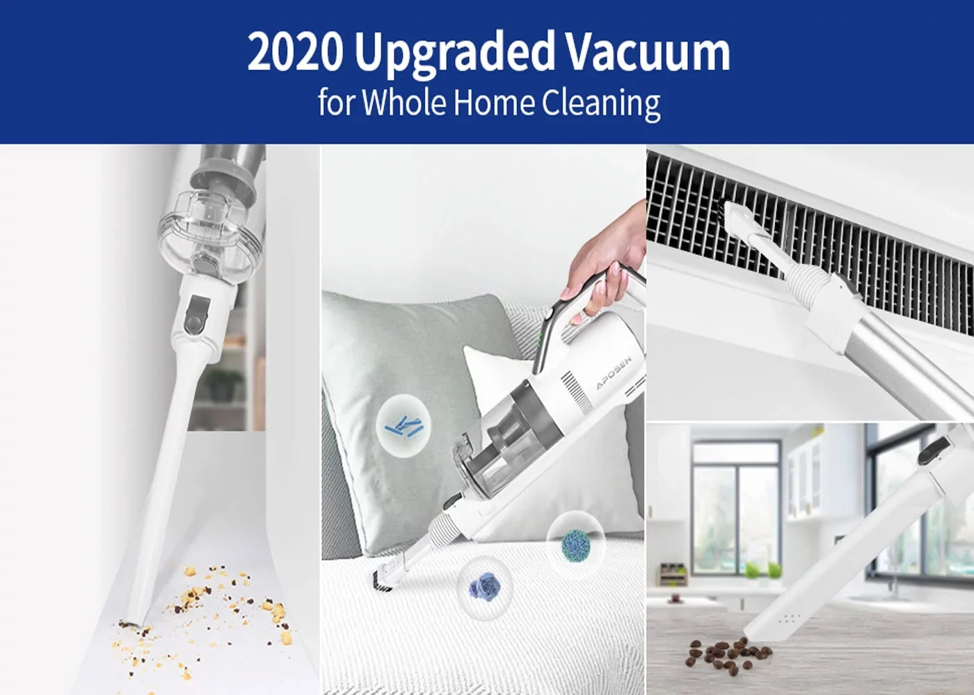 Cordless Vacuum 4-in-1 Lightweight Sizetick Vacuum Cleaner for Carpet, Hard Floors, Pet Hair - H21