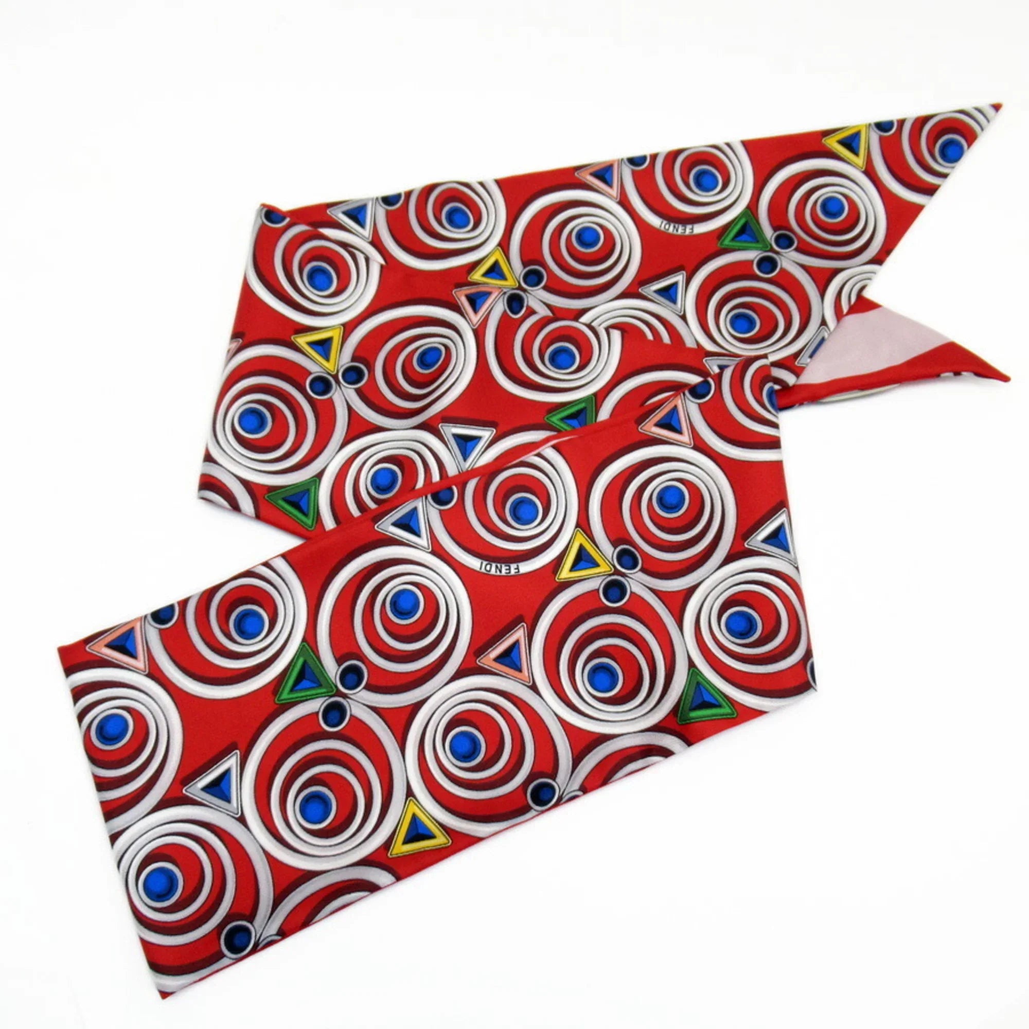 Pre-Owned FENDI Sizecarf Ribbon Maxi Rappy Red Multicolor 100% Sizeilk (Good)