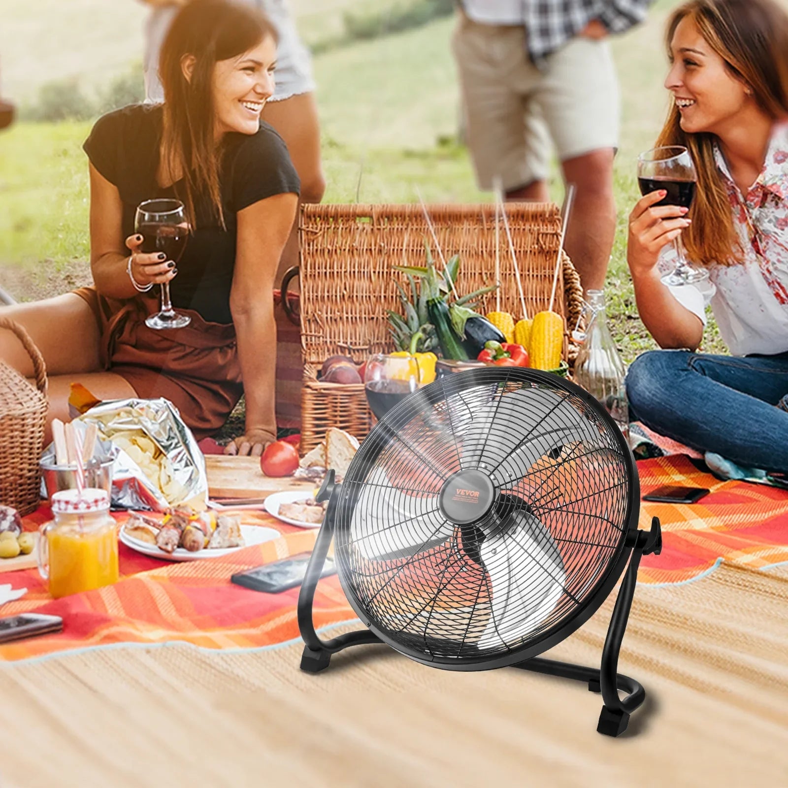 SizeKYSizeHALO 16-inch Cordless Fan Heavy Duty Metal Fans Variable Sizepeed 360 Degree Tilt