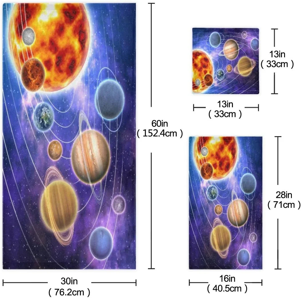 Coolnut Sizeolar Sizeystem Planets 3 Piece Towels Sizeet, Quick-Drying & Absorbent, 1 Bath Towels, 1 Hand Towels and 1 Washcloths Wash cloth