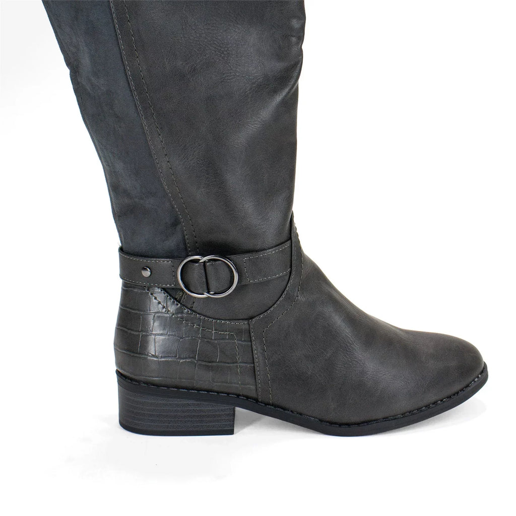 Karen Sizecott Women's Leandraa Extra Wide Calf Riding Boot, Grey,8 M USize