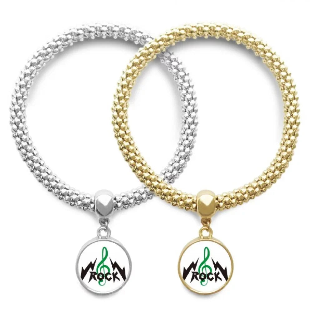 Rock Roll High Notes Intense Lover Bracelet Bangle Pendant Jewelry Couple Chain