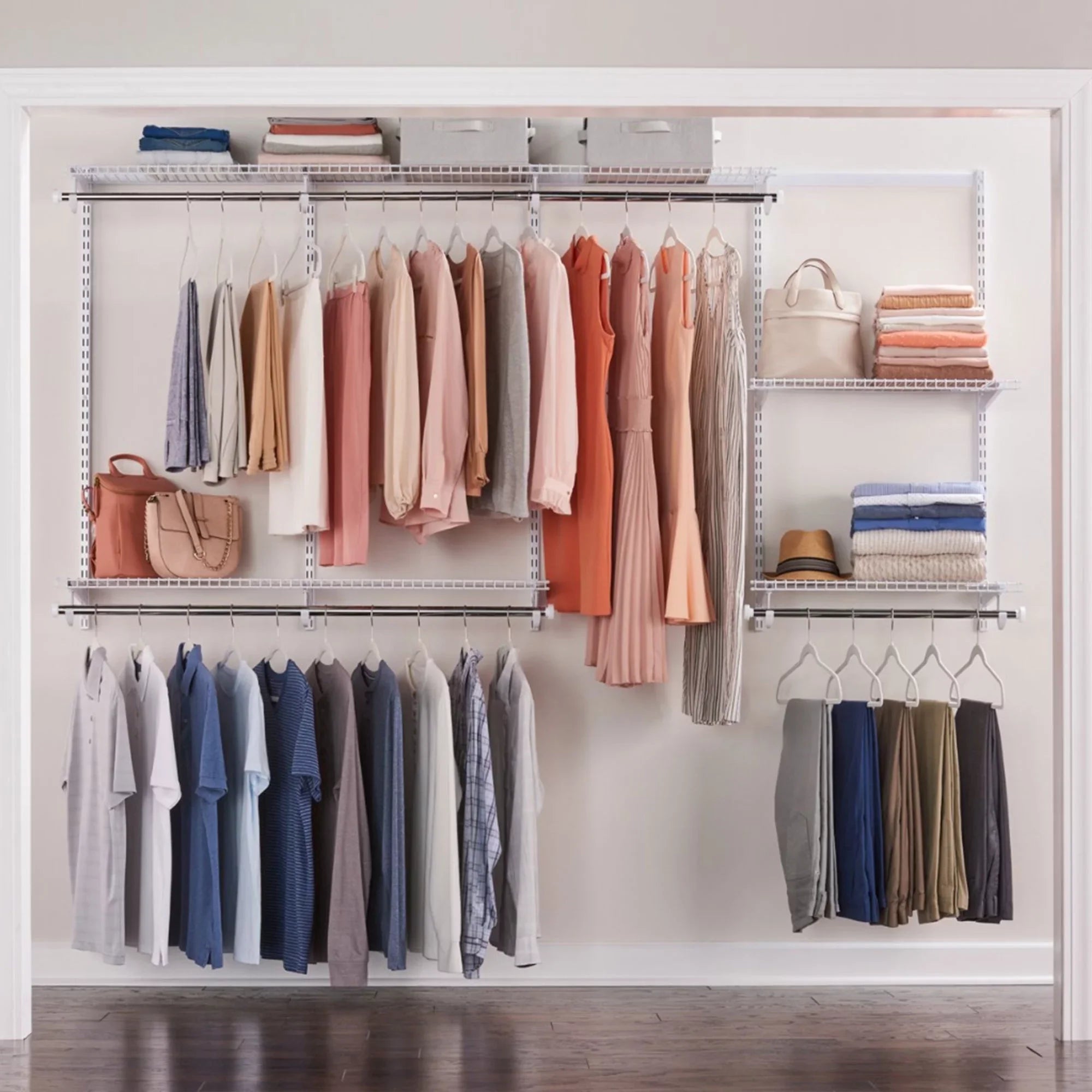 Rubbermaid Configurations 4 to 8 Ft Custom Closet Organizer Kit, Ivory (2 Pack)