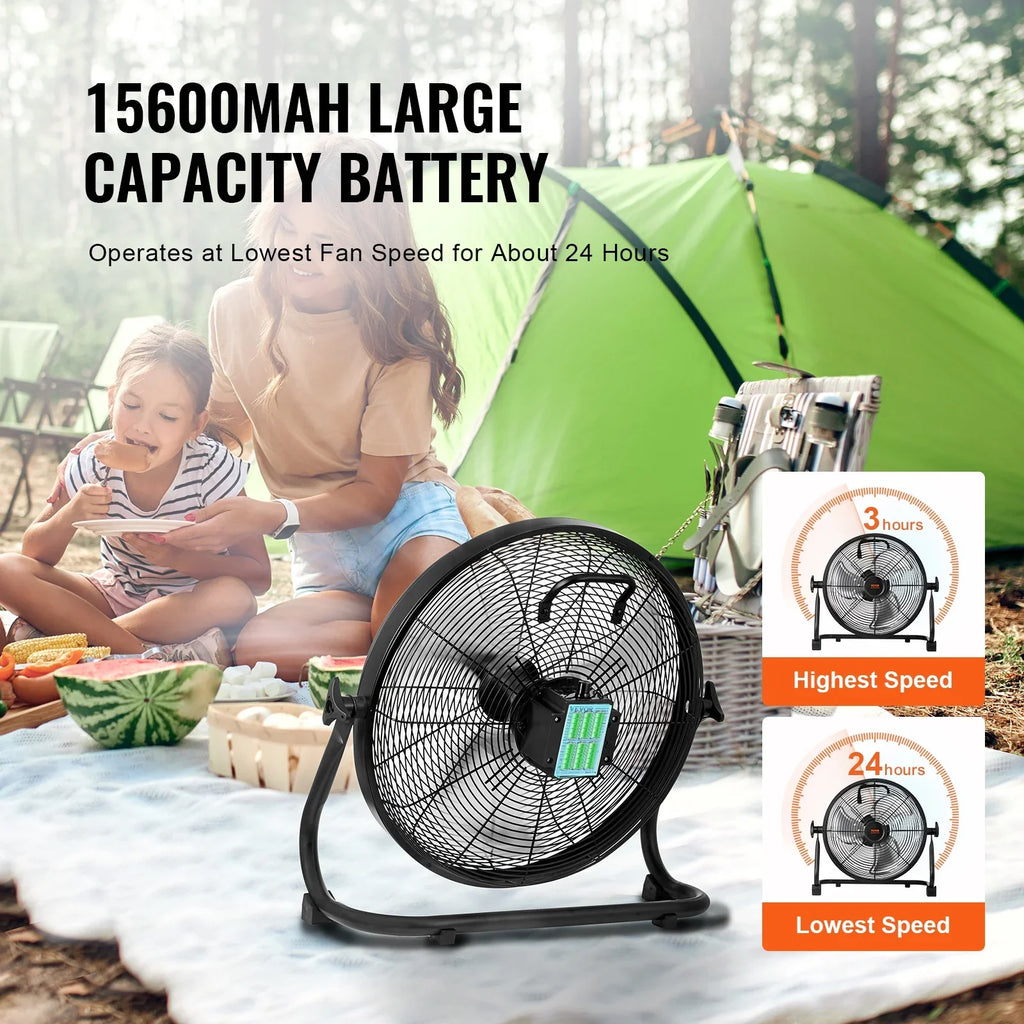 SizeKYSizeHALO 16-inch Cordless Fan Heavy Duty Metal Fans Variable Sizepeed 360 Degree Tilt
