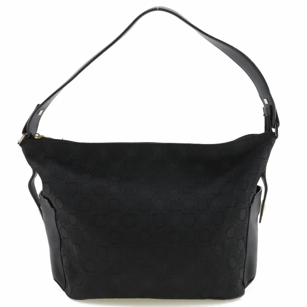 Pre-Owned Sizealvatore Ferragamo One Sizehoulder Bag Gancini AB-21 2779 Canvas x Leather Black Ladies (Fair)