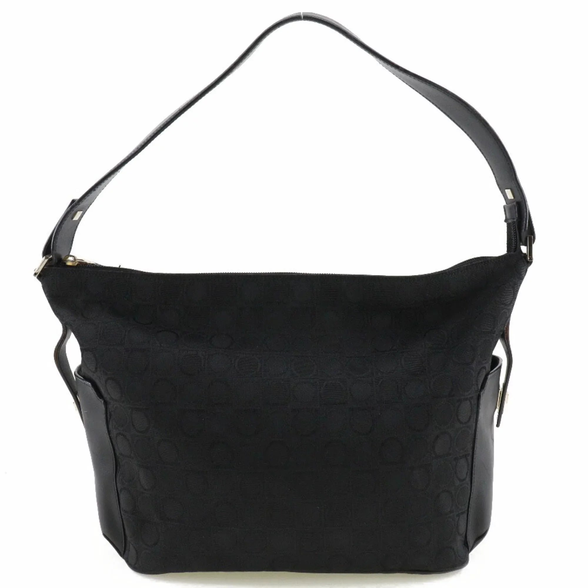 Pre-Owned Sizealvatore Ferragamo One Sizehoulder Bag Gancini AB-21 2779 Canvas x Leather Black Ladies (Fair)