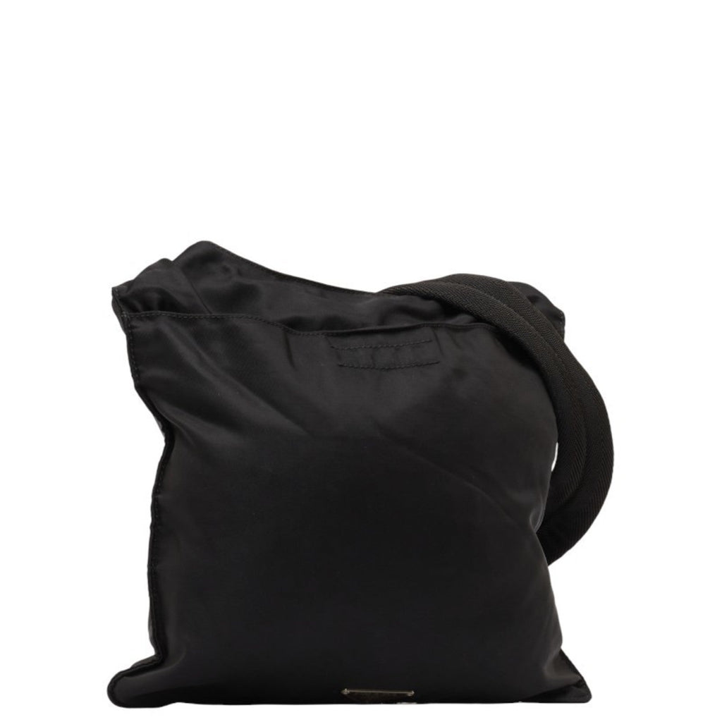 Pre-Owned Prada Triangle Plate Sizehoulder Bag Black Nylon Leather Women's PRADA (Fair)