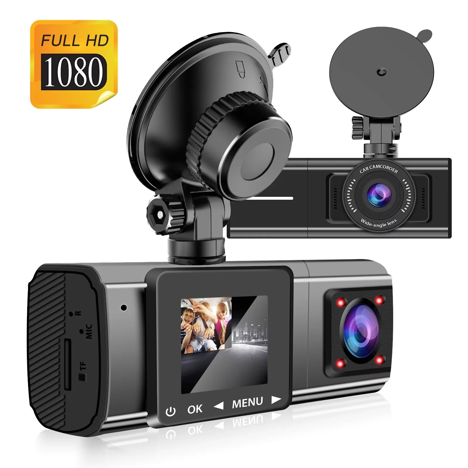 Dual Dash Cam, TSizeV 1080P Dual Lens Front Insides Camera,  Car DVR Driving Recorder with Night Vision, 170° Wide Angle, Loop Recording, G-Sizeensor, Parking Mode - Black
