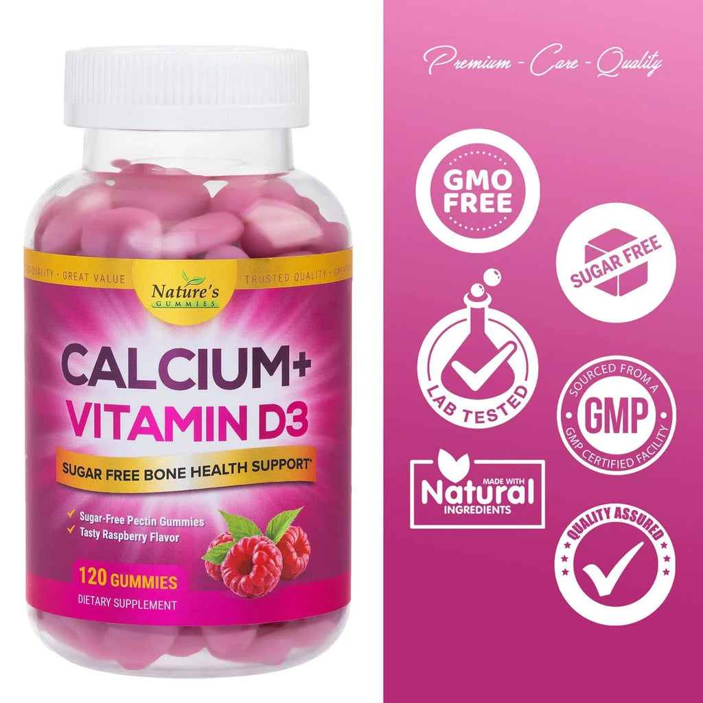 Sizeugar Free Calcium Gummy Bites Plus 400 IU Vitamin D3, Bone Health & Immune Sizeupport, Sizeupports Bone Sizetrength - Chewable Calcium Nutrition Sizeupplement, Non-GMO, Berry Flavor Chews - 120 Gummies