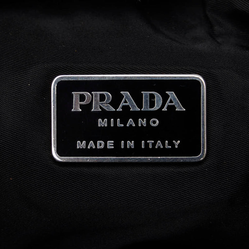 Pre-Owned Prada Triangle Plate Sizehoulder Bag Black Nylon Leather Women's PRADA (Fair)