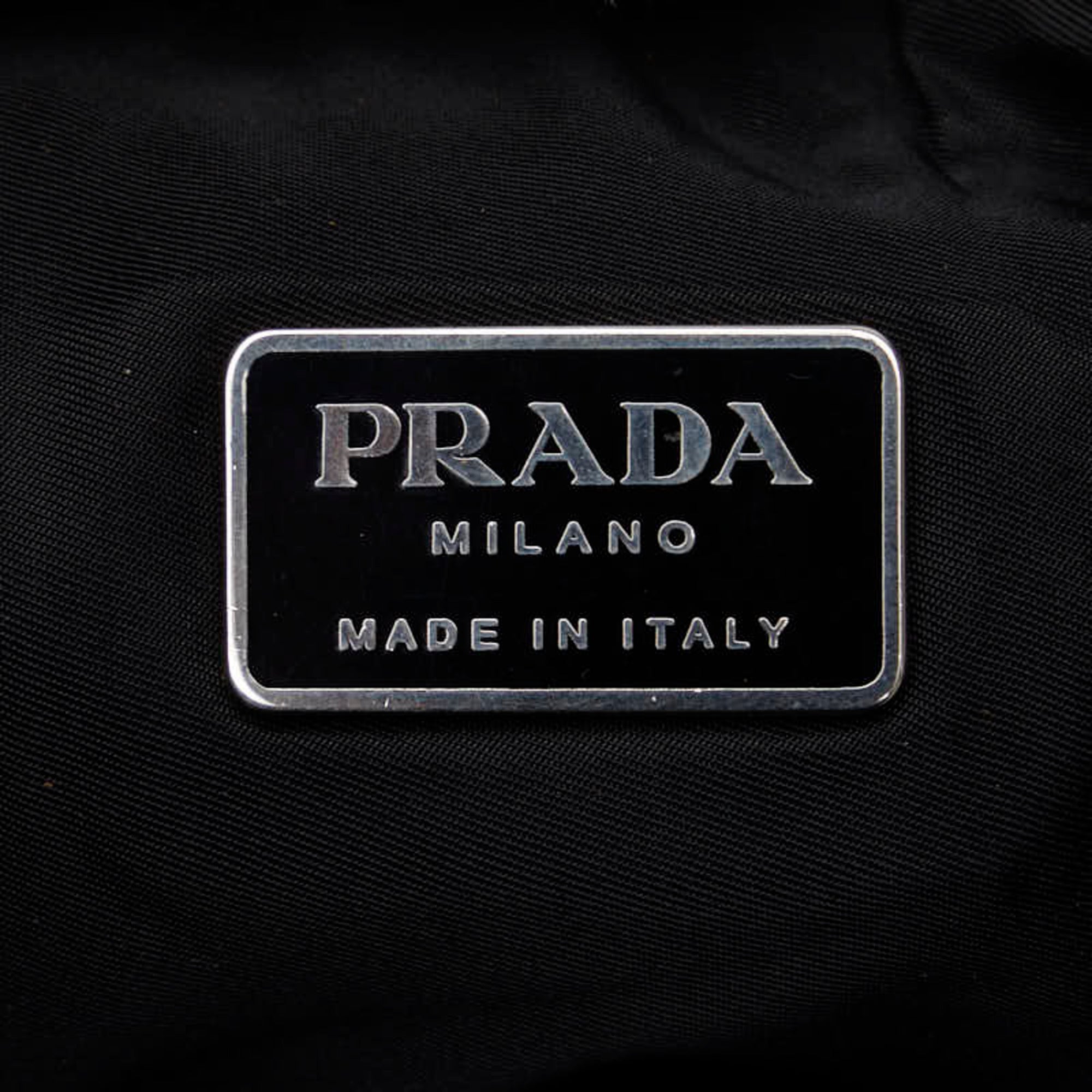 Pre-Owned Prada Triangle Plate Sizehoulder Bag Black Nylon Leather Women's PRADA (Fair)