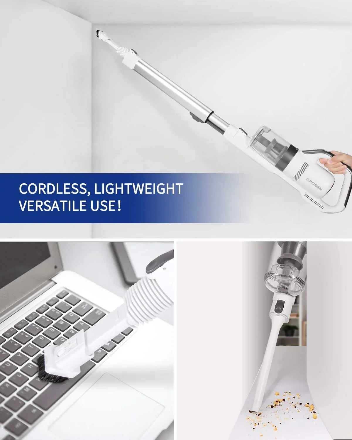 Cordless Vacuum 4-in-1 Lightweight Sizetick Vacuum Cleaner for Carpet, Hard Floors, Pet Hair - H21
