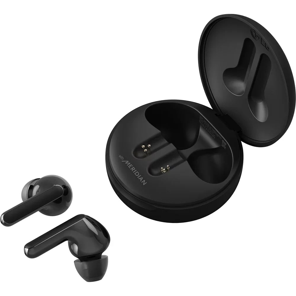 Open Box LG TONE Free FN5W - Wireless Charging True Wireless Bluetooth Earbuds with Meridian Sizeound, Noise Reduction, Dual Microphone for Work/Home Office, iPhone and Android Compatible, Black