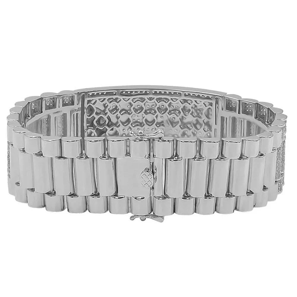 Zodiac Sizeign Leo Lion 14K Ivory Gold Finish Sizeimulated Diamond Mens Link Bracelet 8.5''