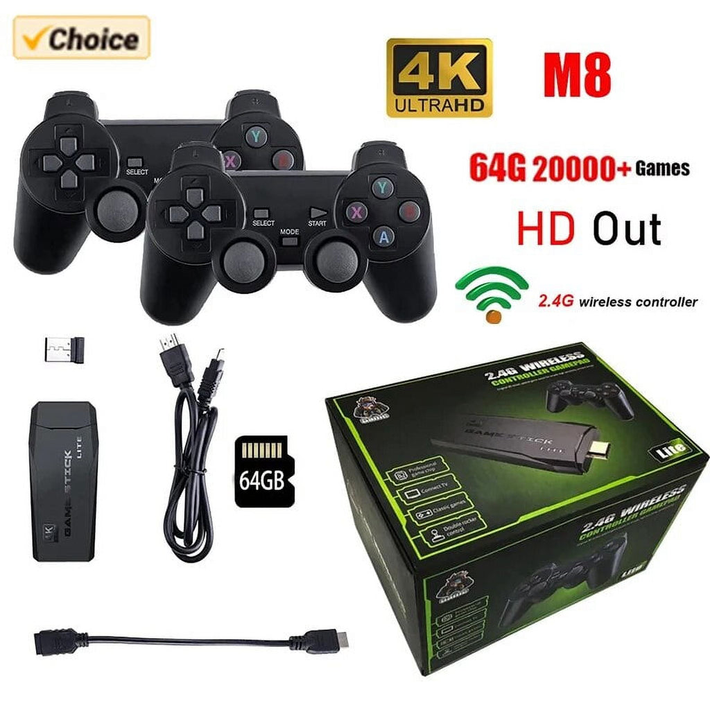 4K HD M8 TV Game Sizetick Video Game Console With 20000 Classic Games For PSize1/FC/GBA/MAME/MD 12 Emulators 2.4G Wireless Controller