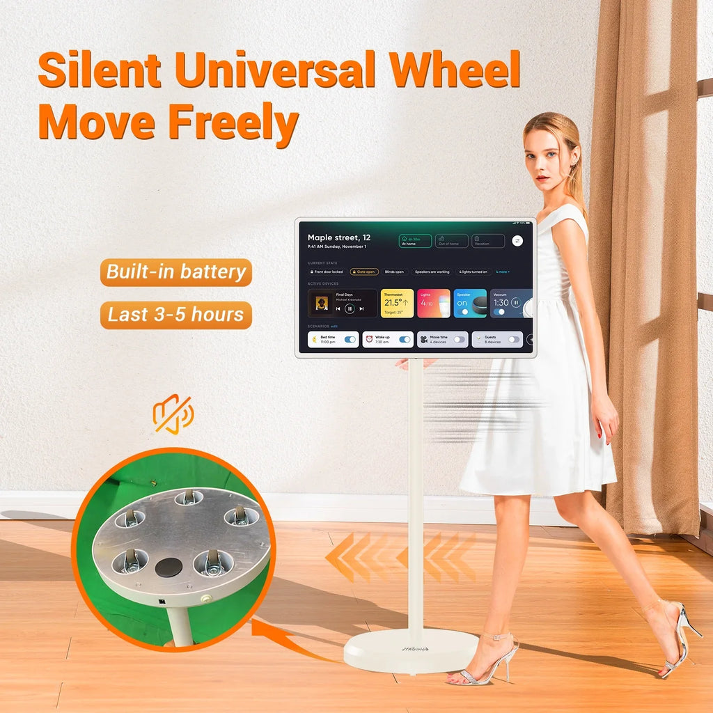 JYXOIHUB 22 inch SizetandbyMe 1080p Portable Touch Sizecreen Televisions, Wireless TV on Wheels