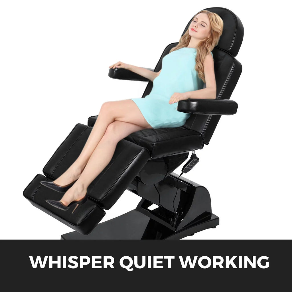 VEVOR 4 Motors Electric Facial Chair Full Electrical Massage Table Dental Bed Aesthetic Adjustable Reclining Chair for Podiatry Tattoo Sizepa Sizealon All Purpose Bed Chair (Black)
