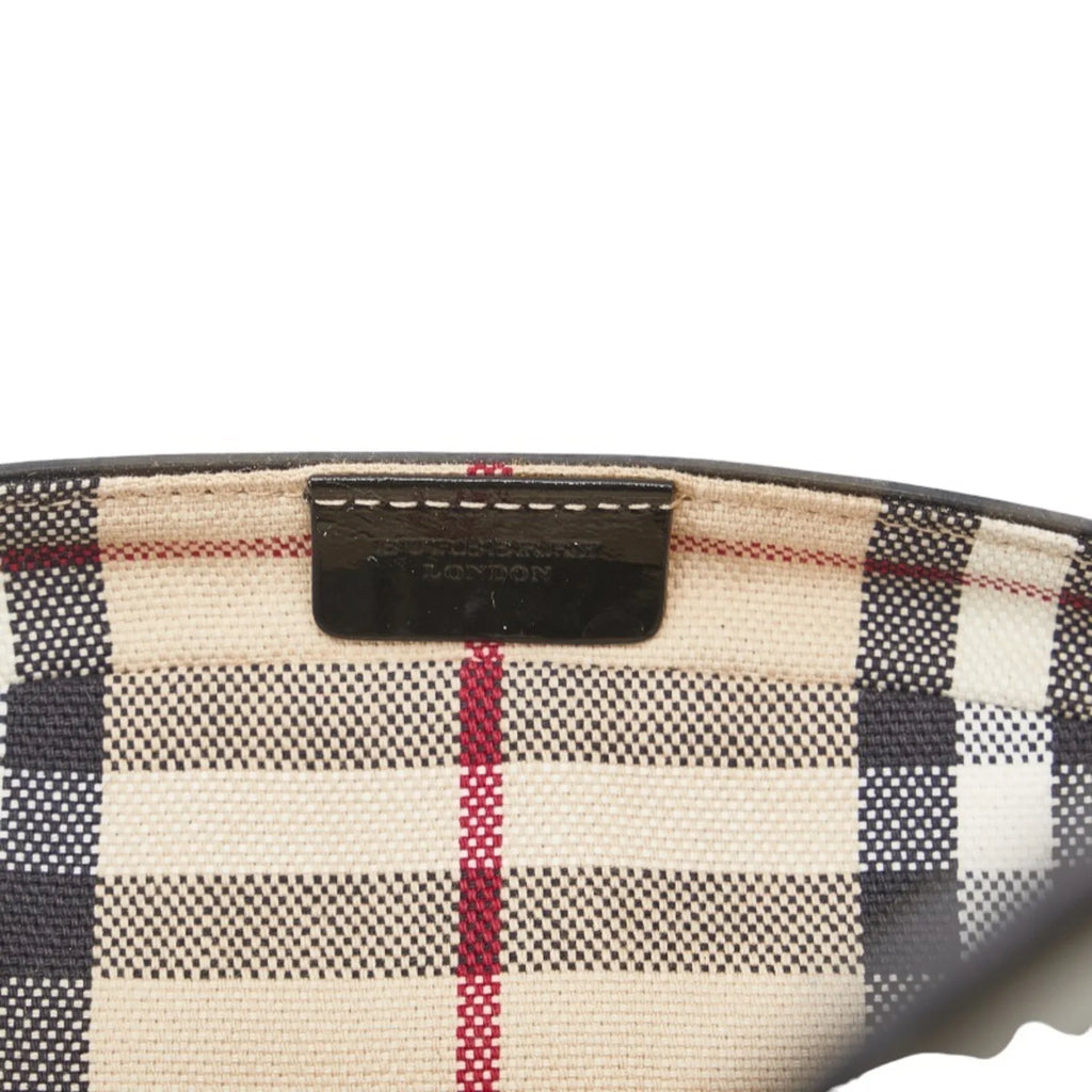 Pre-Owned Burberry Nova Check Embossed Clear Bag Handbag Tote Beige Black Vinyl Leather Canvas Ladies BURBERRY (Good)
