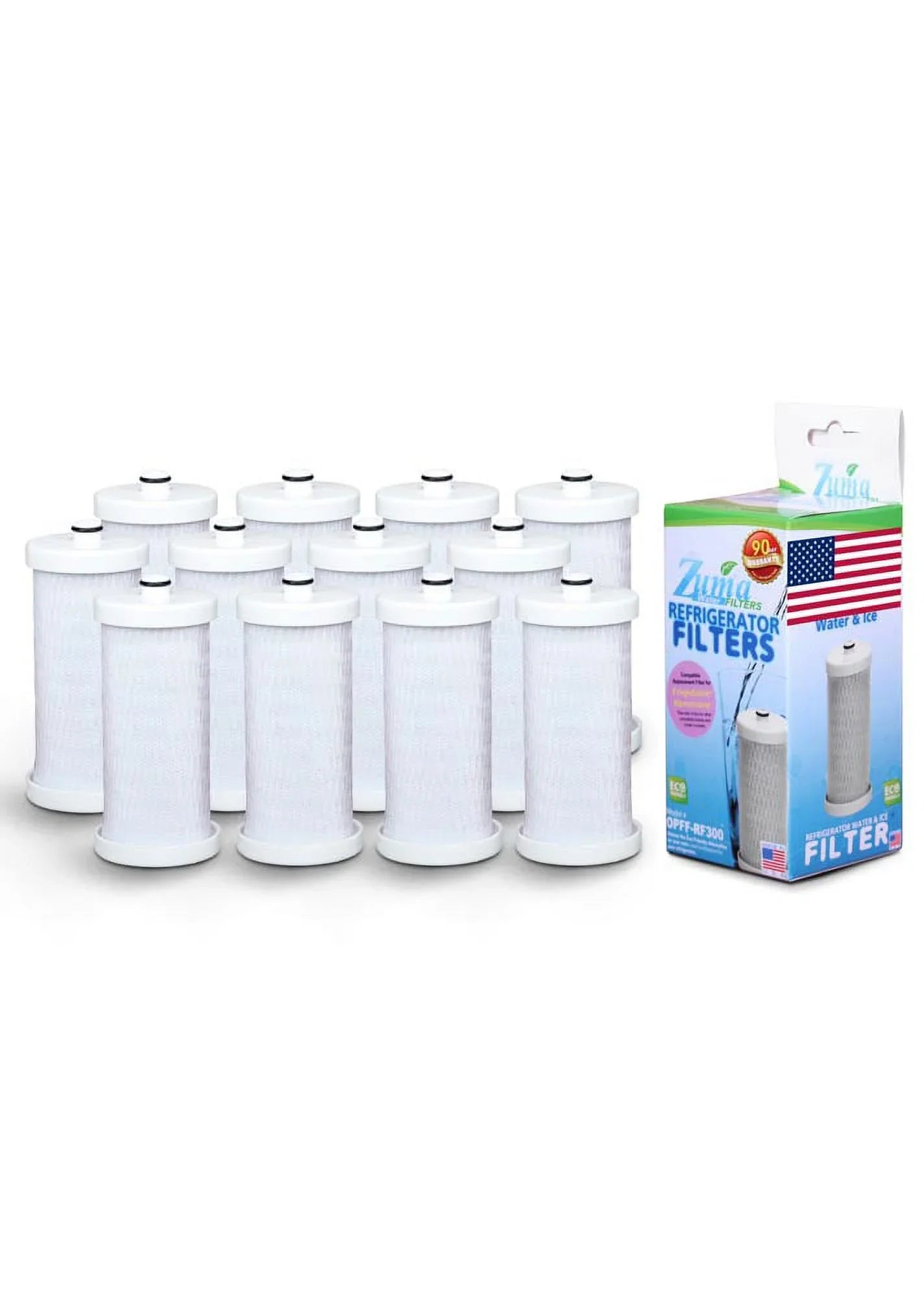 ZUMA Brand , Water and Ice Filter , Model # OPFF-RF300 , Compatible with Frigidaire® NGRG-2000 - 12 Pack - Made in U.Size.A.