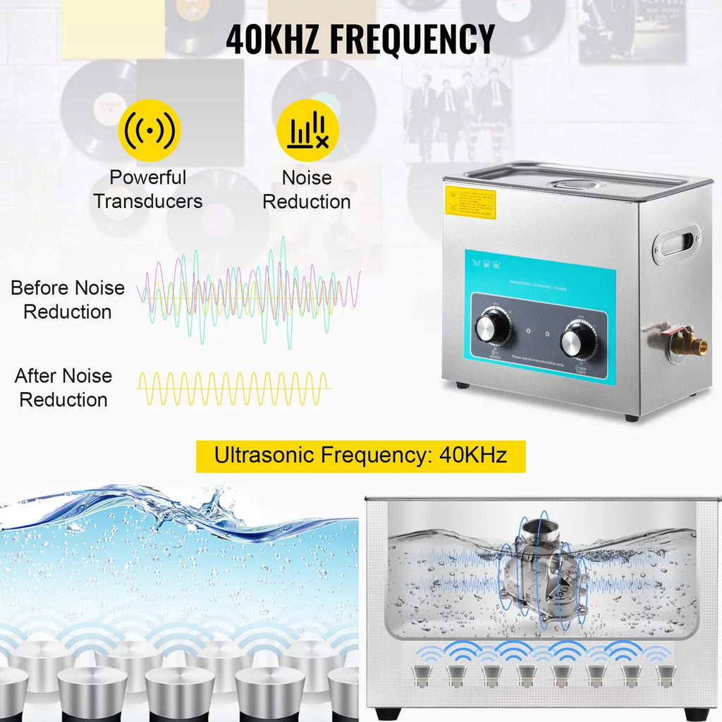 BENTISizeM Ultrasonic Vinyl Record Cleaner Vinyl Ultrasonic Cleaning Machine 6L Knob
