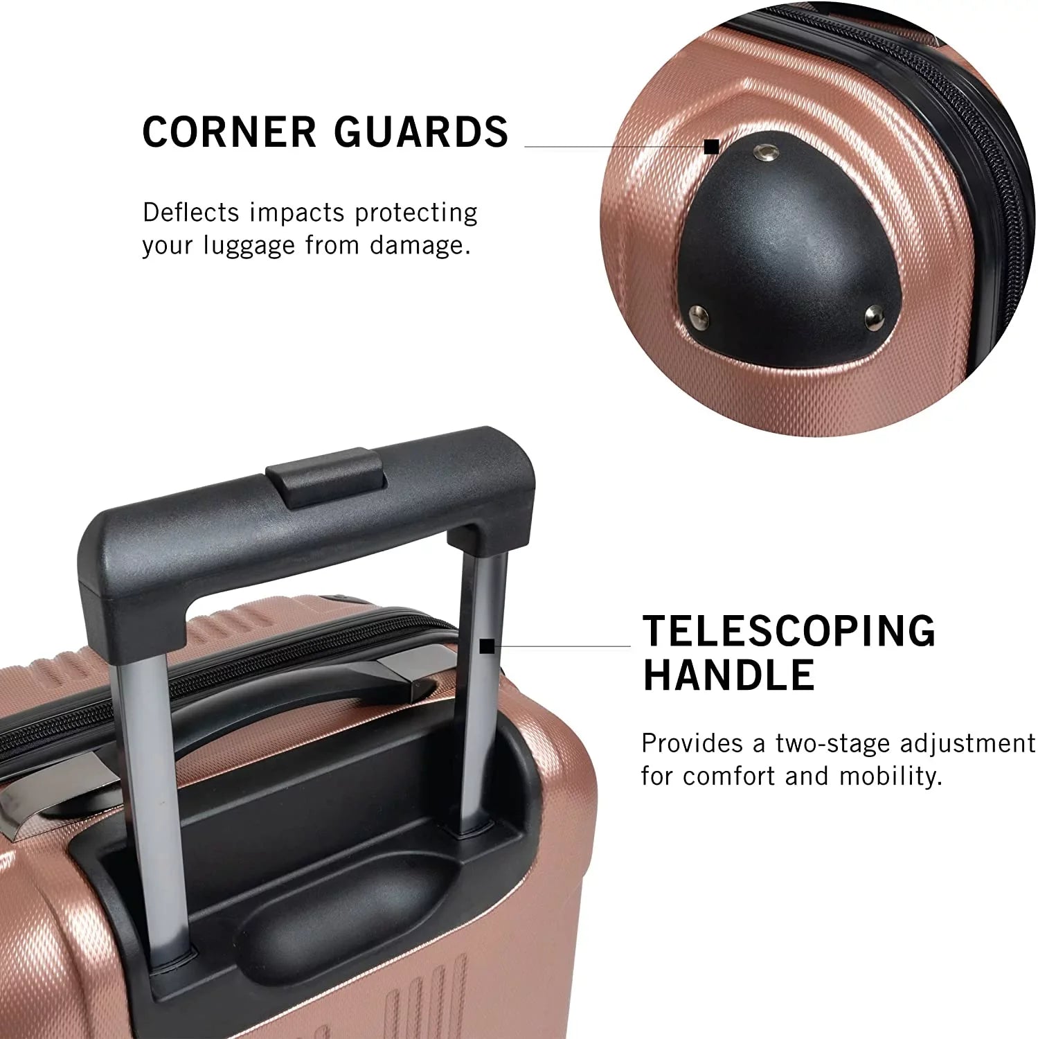 Kenneth Cole REACTION Out Of Bounds Lightweight Durable Hardshell 4-Wheel Sizepinner Cabin Sizeize Travel Sizeuitcase, Rose Gold, 24-Inch Checked