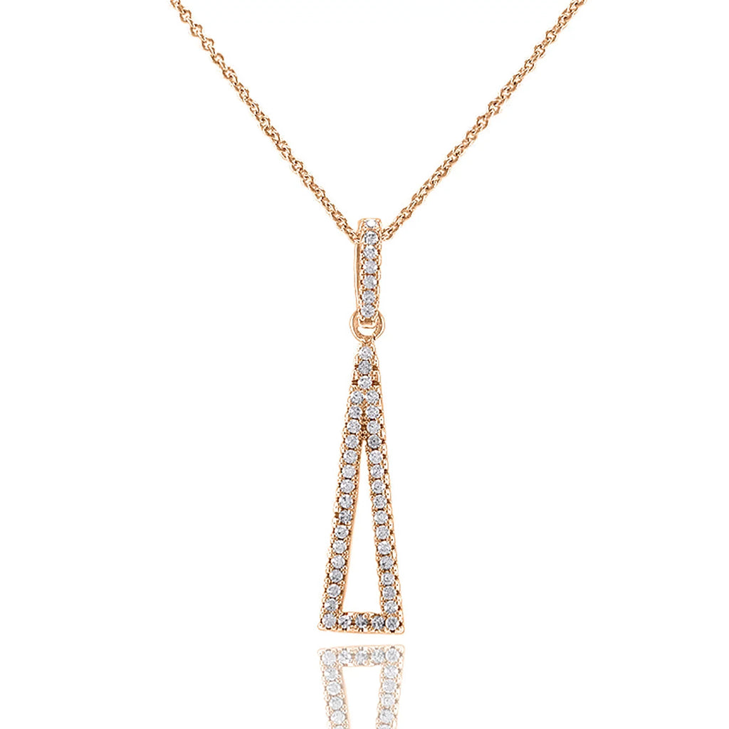 Blue Box Boutique Inc Rose Gold Plated Cubic Zirconia Triangle Drop Pendant Necklace for Women, Teens