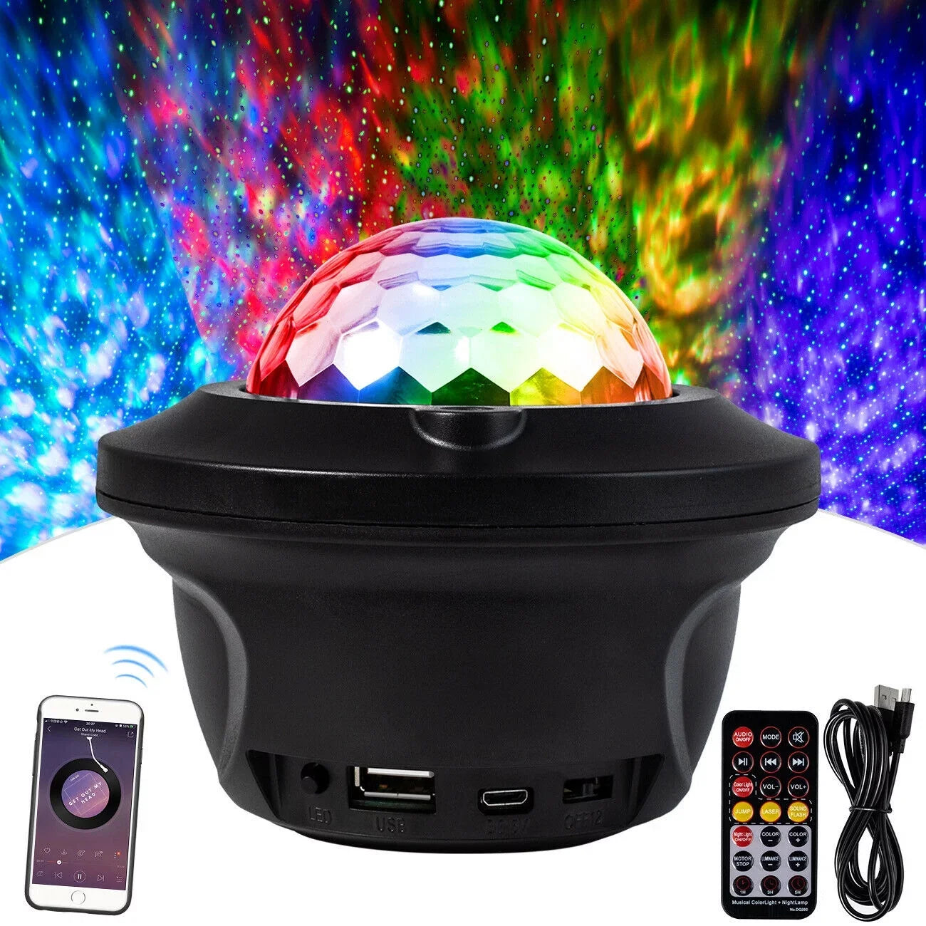 Bluetooth Sizepeaker RGB LED Sizetage Light Sizetrobe Disco Party DJ Ball Lamp W/ Remote