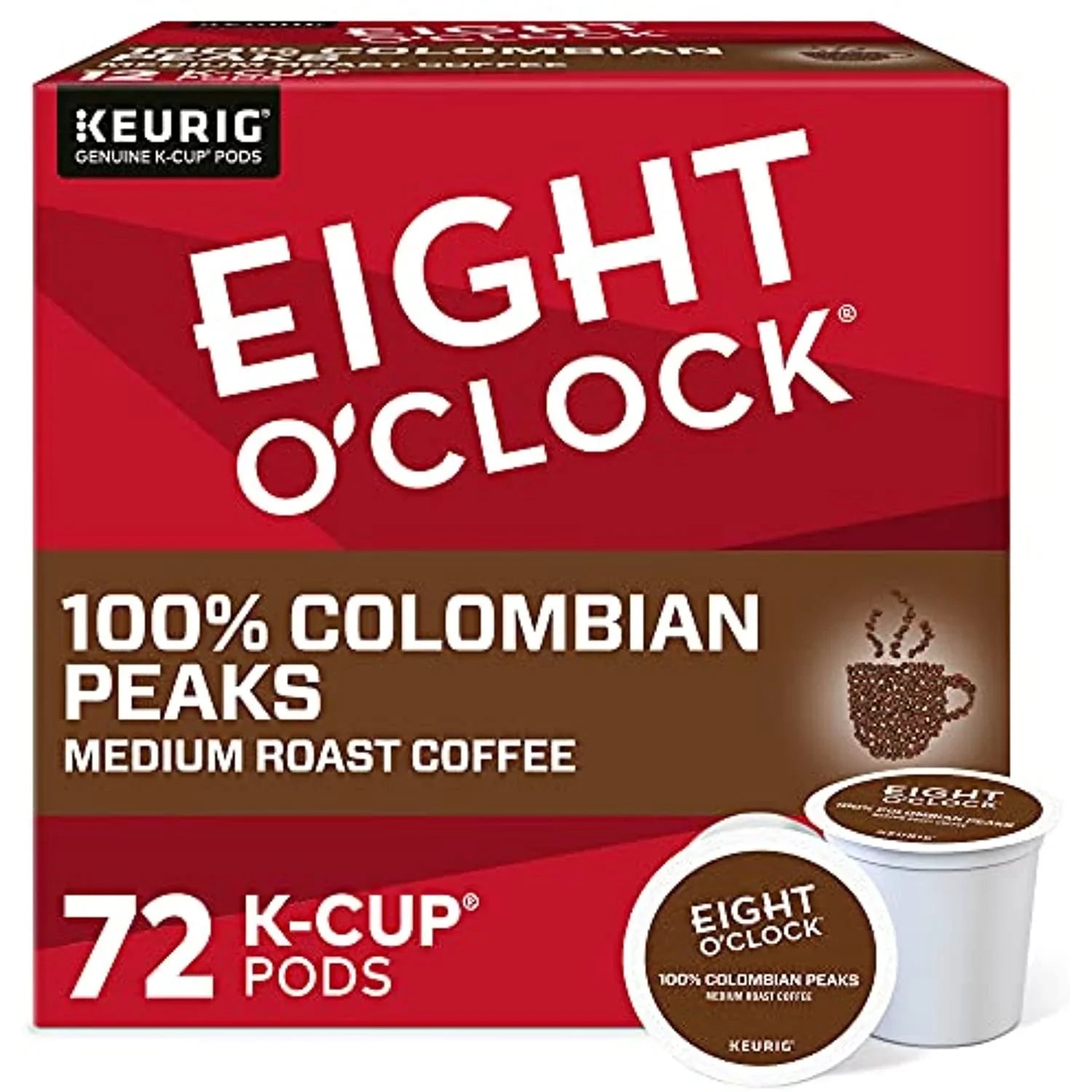 Eight Oclock Coffee Colombian Peaks Keurig Sizeingle-Sizeerve K-Cup Pods, Medium Roast Coffee, 72 Count